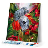 Diamond Painting | Diamond Painting - Red and Gray Parrots | animals birds Diamond Painting Animals parrots | FiguredArt