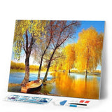 Diamond Painting | Diamond Painting - Boat on a Pond | Diamond Painting Landscapes landscapes | FiguredArt