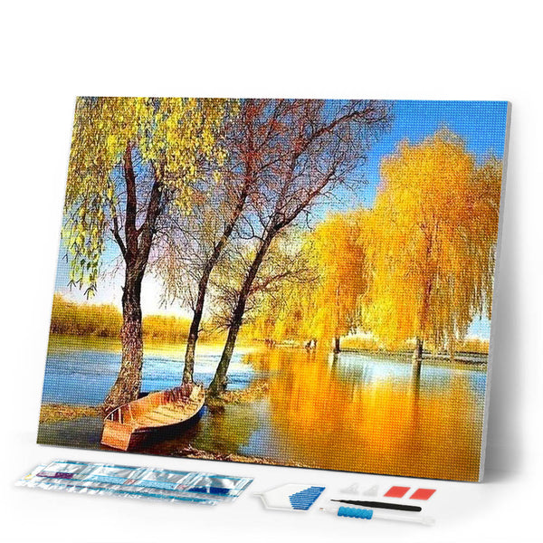 Diamond Painting | Diamond Painting - Boat on a Pond | Diamond Painting Landscapes landscapes | FiguredArt