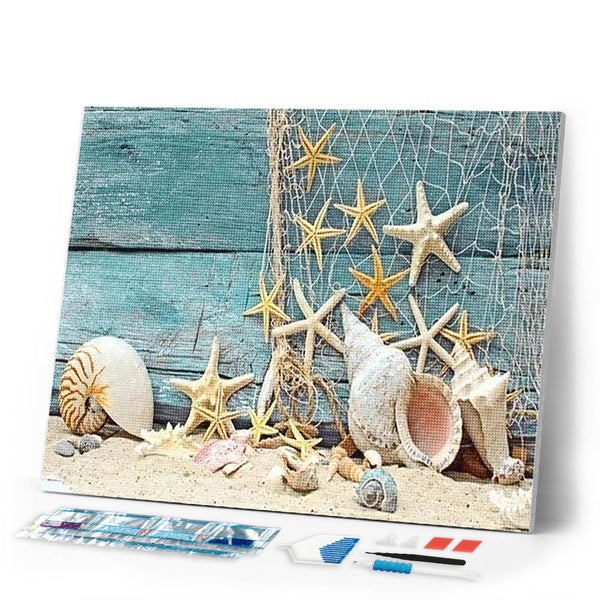 Diamond Painting | Diamond Painting - Sea Star and Fishing Net | Diamond Painting Landscapes landscapes | FiguredArt