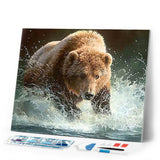Diamond Painting | Diamond Painting - Bear in the River | animals bear Diamond Painting Animals | FiguredArt