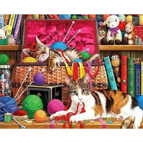 Diamond Painting - Cats playing