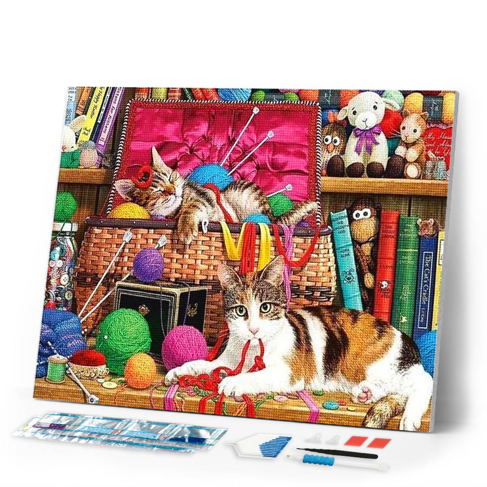 Diamond Painting | Diamond Painting - Cats playing | animals cats Diamond Painting Animals | FiguredArt