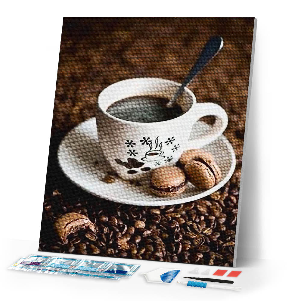 Diamond Painting | Diamond Painting - Coffee and macaroons | Diamond Painting kitchen kitchen | FiguredArt