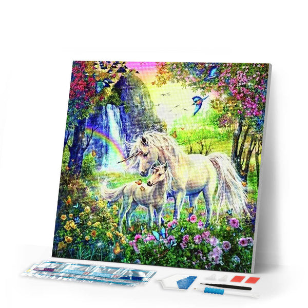 Diamond Painting | Diamond Painting - Unicorns in a field of Flowers | animals Diamond Painting Animals unicorns | FiguredArt