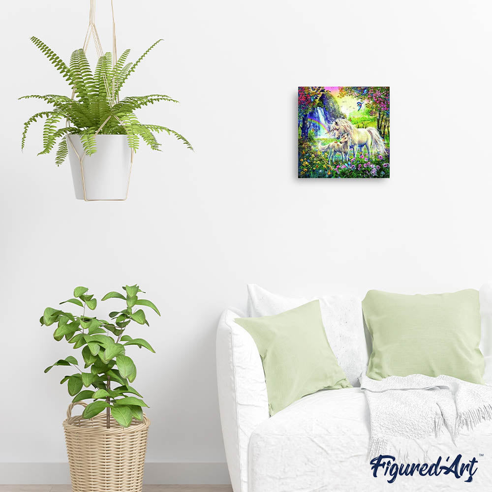 Diamond Painting - Unicorns in a field of Flowers