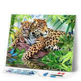 Diamond Painting | Diamond Painting - The Leopard Family | animals Diamond Painting Animals leopards | FiguredArt