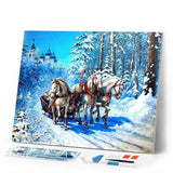 Diamond Painting | Diamond Painting - Sledge in the Snow | animals Diamond Painting Animals winter | FiguredArt