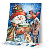 Diamond Painting | Diamond Painting - Snowman and Hot Chocolate | Diamond Painting Landscapes landscapes winter | FiguredArt