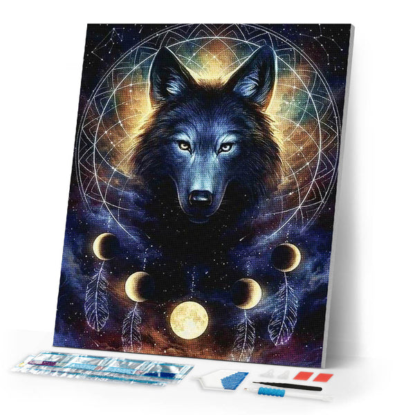 Diamond Painting | Diamond Painting - Dark Wolf | animals Diamond Painting Animals | FiguredArt