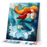 Diamond Painting | Diamond Painting - Little Mermaid Stained Glass | Diamond Painting Romance romance | FiguredArt