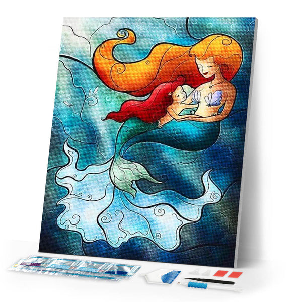 Diamond Painting | Diamond Painting - Little Mermaid Stained Glass | Diamond Painting Romance romance | FiguredArt