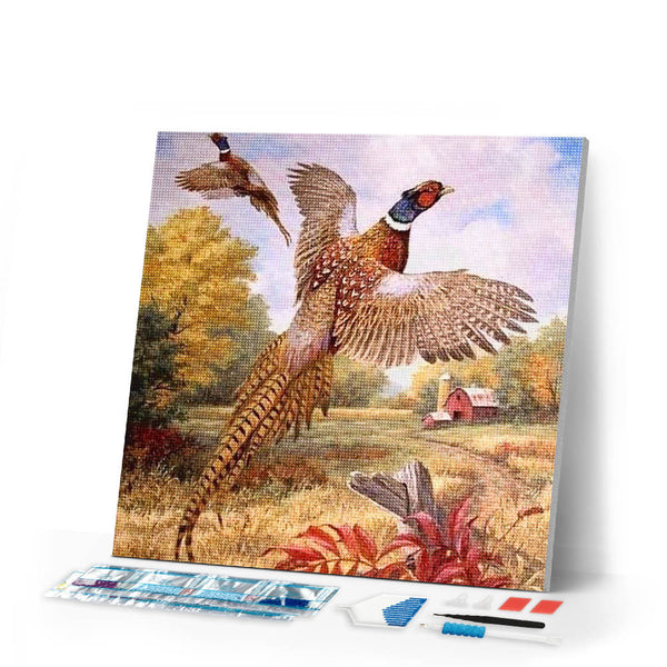 Diamond Painting | Diamond Painting - Flight of Pheasants | animals Diamond Painting Animals | FiguredArt