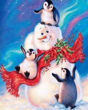 Load image into Gallery viewer, Diamond Painting | Diamond Painting - Snowman and Penguins | animals Diamond Painting Animals winter | FiguredArt