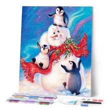 Load image into Gallery viewer, Diamond Painting - Snowman and Penguins