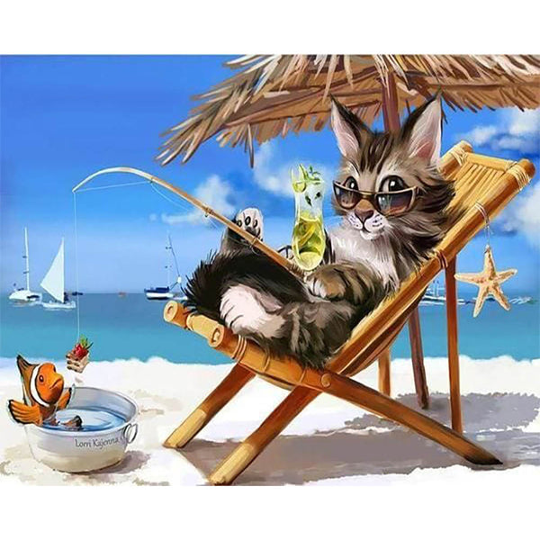 Diamond Painting - Cat relaxing Summer Time