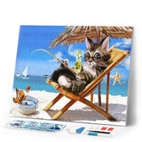 Diamond Painting | Diamond Painting - Cat relaxing Summer Time | animals cats Diamond Painting Animals | FiguredArt