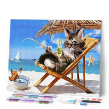 Load image into Gallery viewer, Diamond Painting - Cat relaxing Summer Time