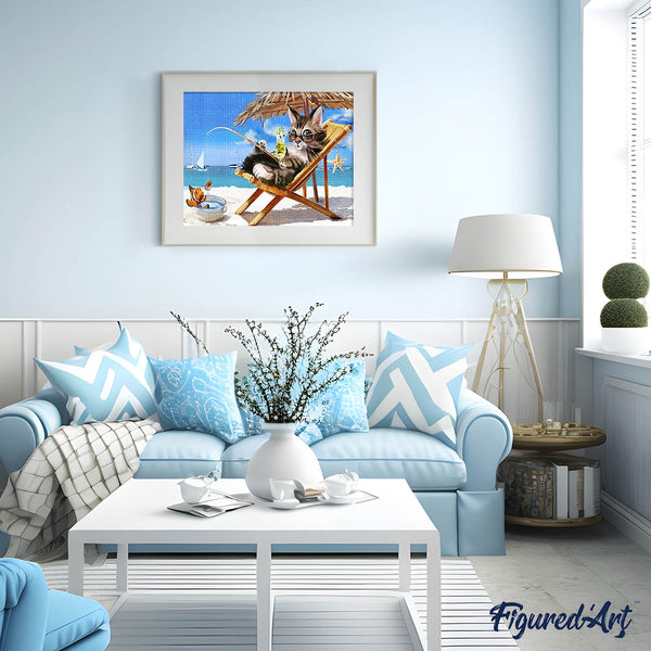 Diamond Painting - Cat relaxing Summer Time