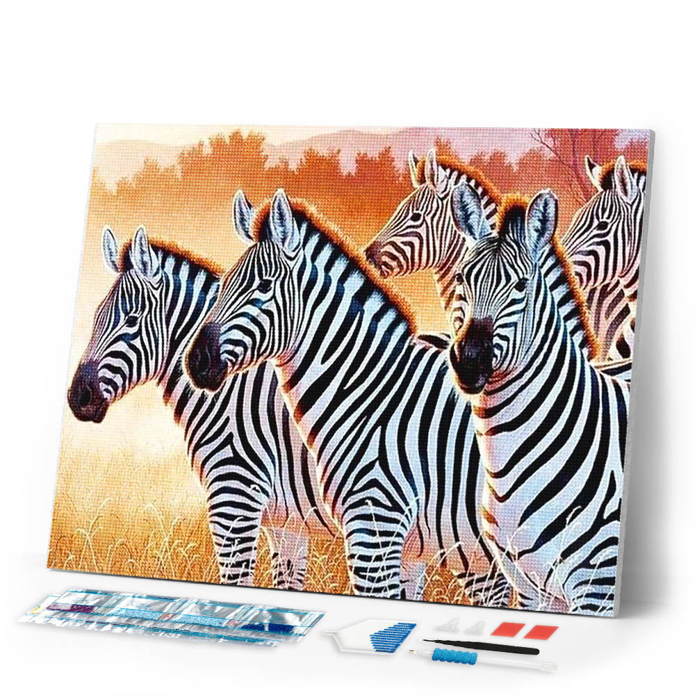 Diamond Painting | Diamond Painting - Zebra Family | animals Diamond Painting Animals zebras | FiguredArt