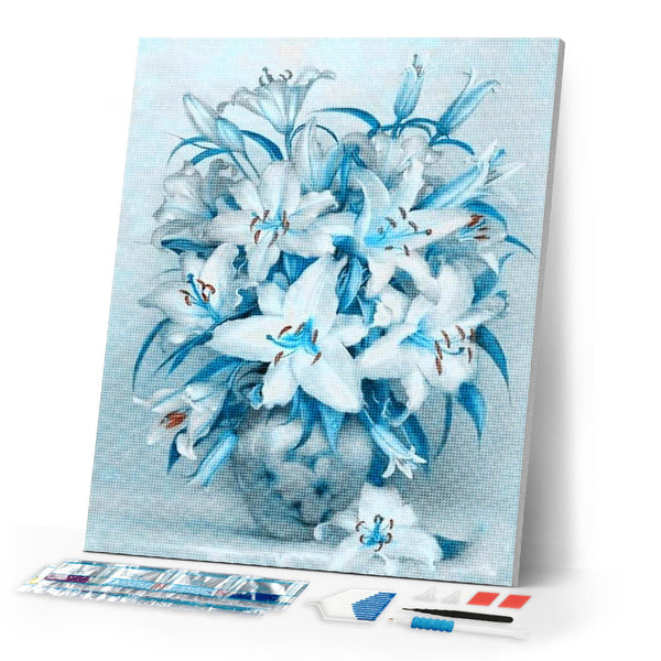 Diamond Painting | Diamond Painting - Blue Lily Flower | Diamond Painting Flowers flowers | FiguredArt