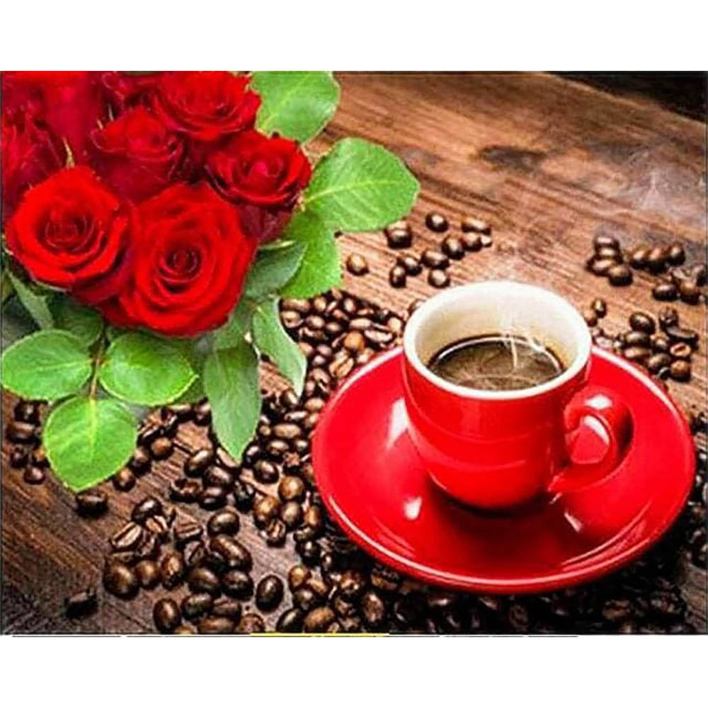 Diamond Painting - Coffee and Roses bouquet