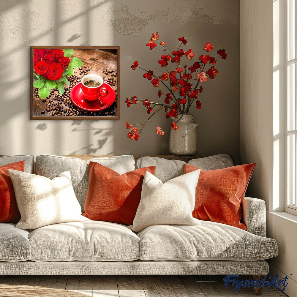 Diamond Painting - Coffee and Roses bouquet