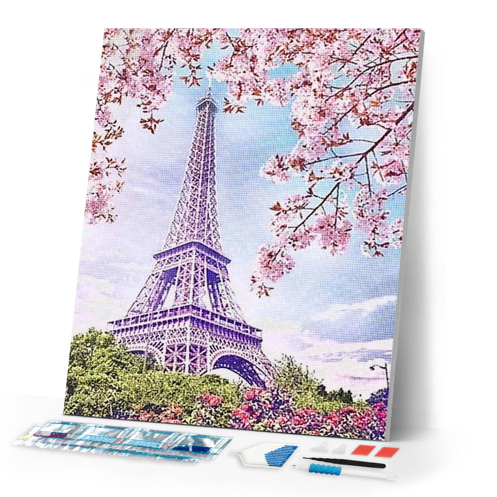 Eiffeltoren met bloesem | Diamond painting - De Diamond Painter Eiffeltoren met bloesem | Diamond painting - De Diamond Painter