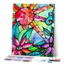 Load image into Gallery viewer, Diamond Painting - Flowers and Sun Stained Glass