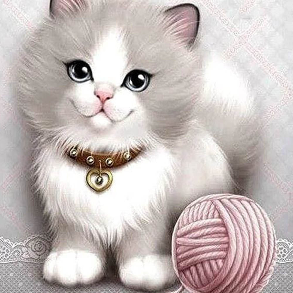 Diamond Painting - Kitten and Ball of Wool