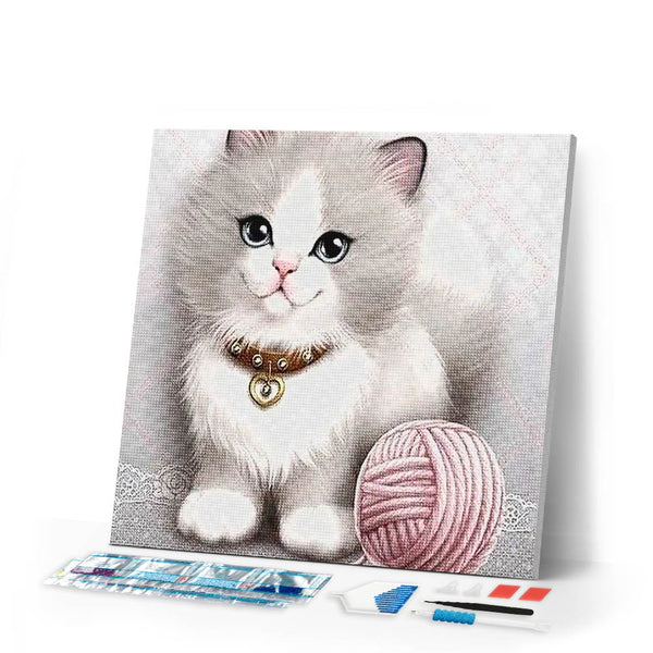 Diamond Painting | Diamond Painting - Kitten and Ball of Wool | animals cats Diamond Painting Animals | FiguredArt