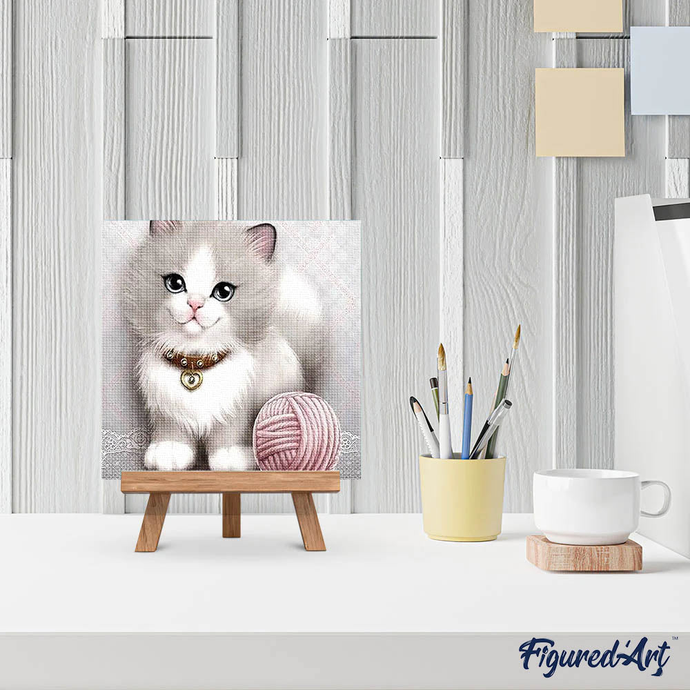 Diamond Painting - Kitten and Ball of Wool