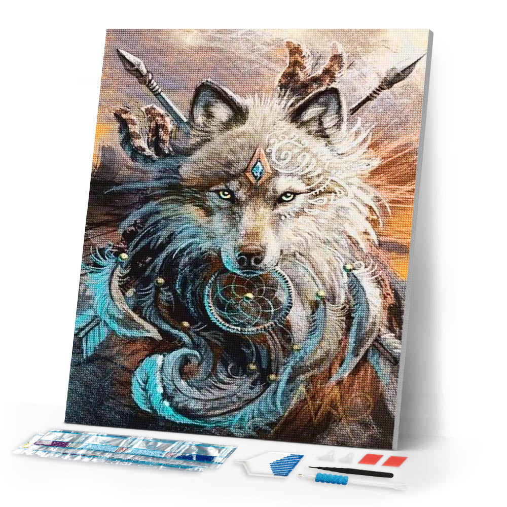 Diamond Painting | Diamond Painting - Wolf Fighter | animals Diamond Painting Animals rabbits wolves | FiguredArt