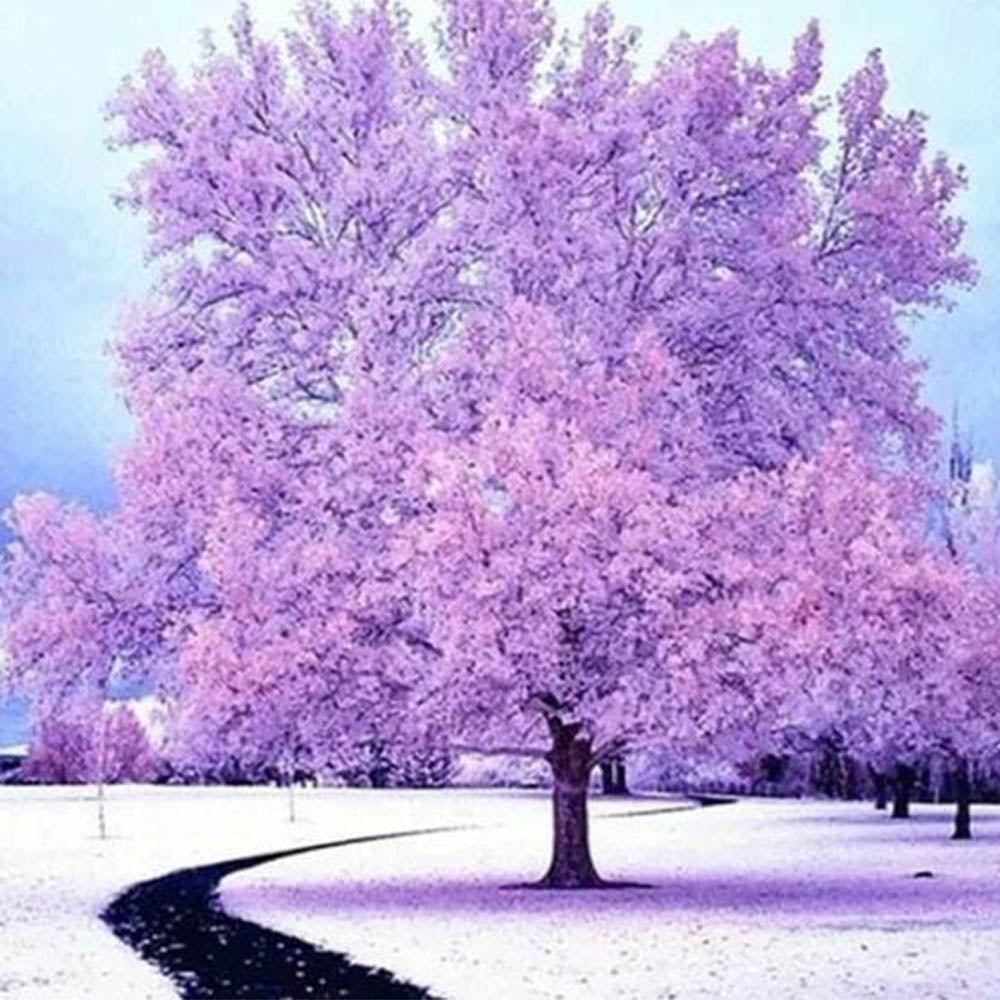 Diamond Painting - Pink Tree in the Snow