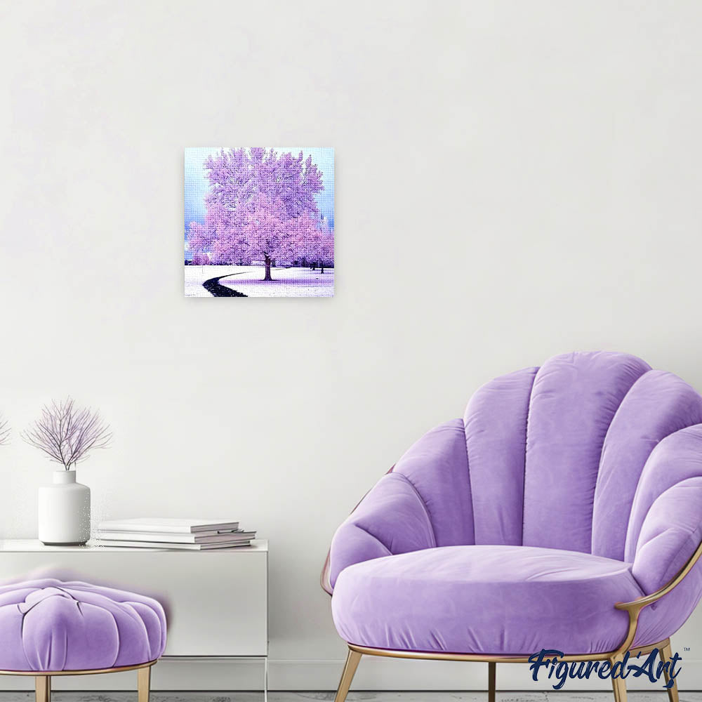 Diamond Painting - Pink Tree in the Snow