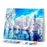 Diamond Painting | Diamond Painting - Lake in Winter | Diamond Painting Landscapes landscapes winter | FiguredArt