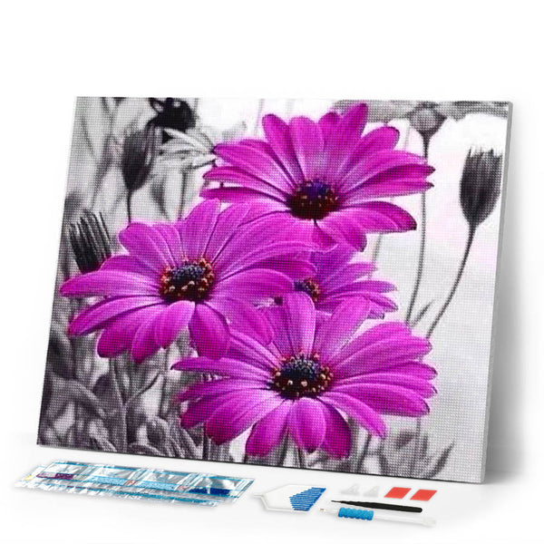 Diamond Painting | Diamond Painting - Purple Daisies | Diamond Painting Flowers flowers | FiguredArt