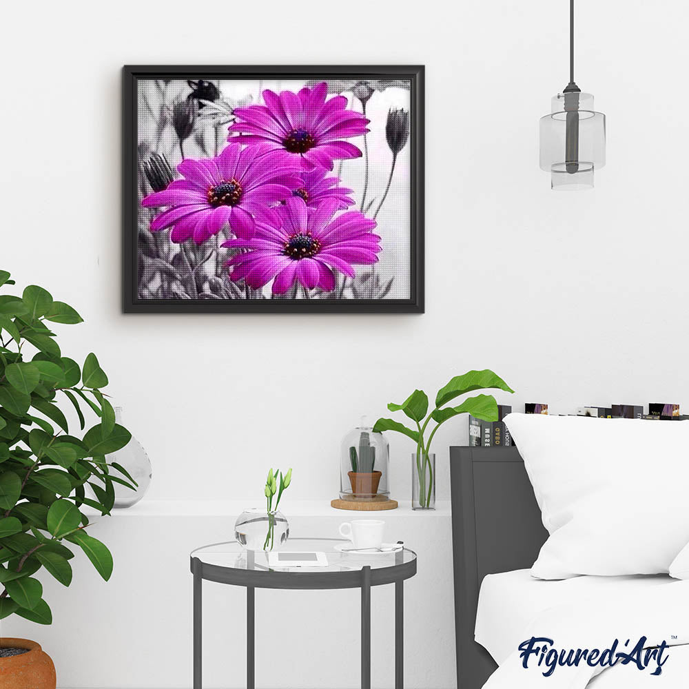 Diamond Painting - Purple Daisies