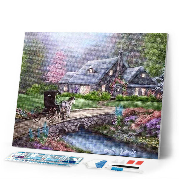 Diamond Painting | Diamond Painting - Carriage on the Bridge | Diamond Painting Landscapes landscapes | FiguredArt