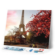 Load image into Gallery viewer, Diamond Painting | Diamond Painting - Eiffel Tower and Red Flowers | cities Diamond Painting Cities trees | FiguredArt