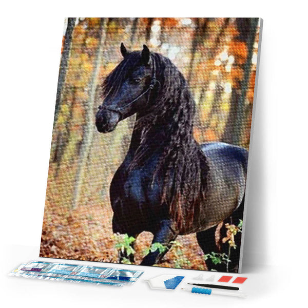 Diamond Painting | Diamond Painting - Black Mare | animals Diamond Painting Animals | FiguredArt
