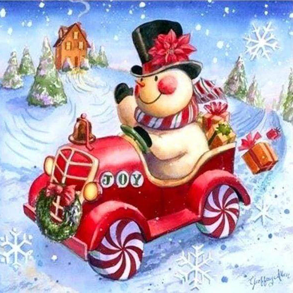 Diamond Painting - Snowman in his car
