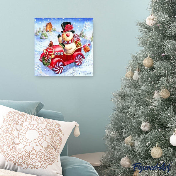 Diamond Painting - Snowman in his car