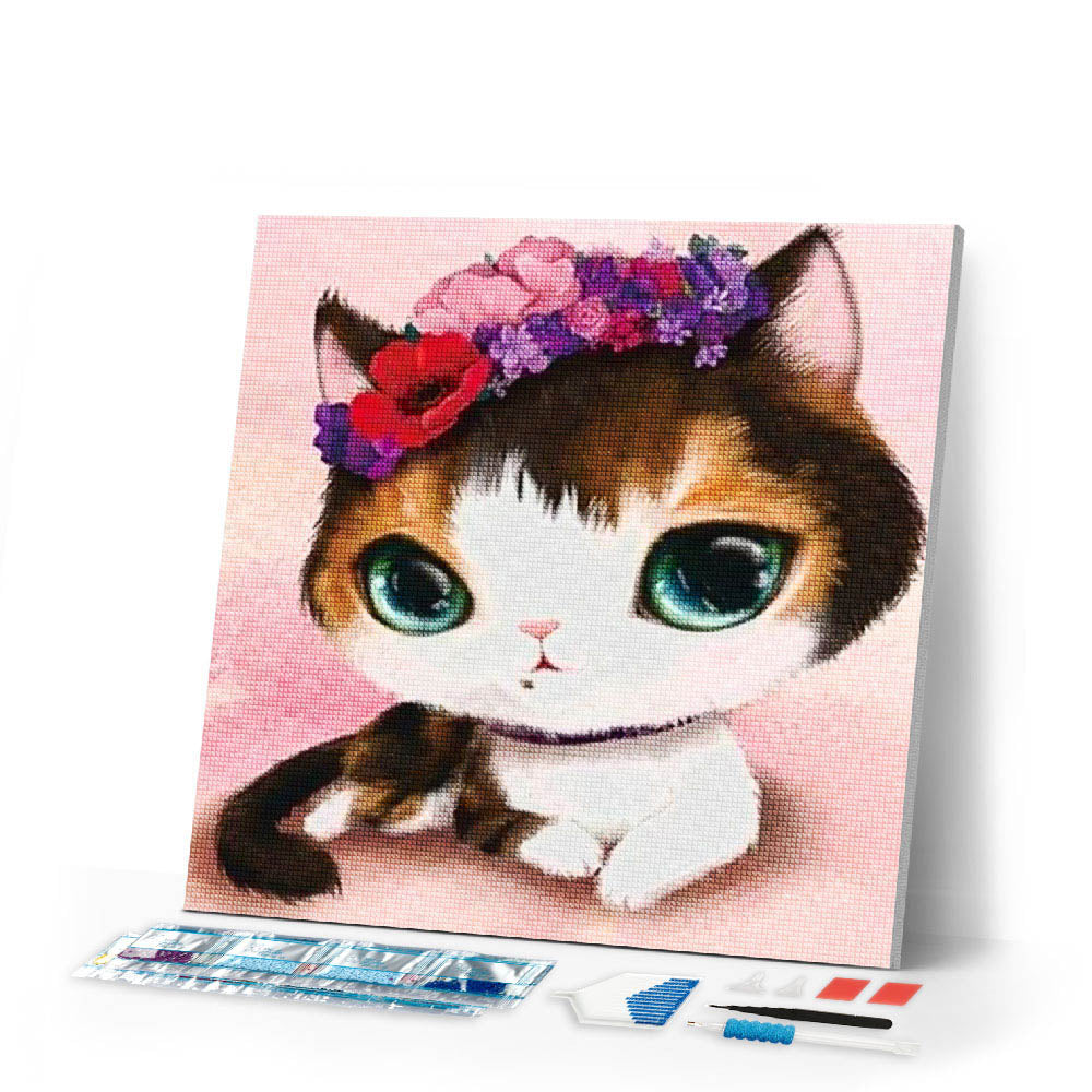 Diamond Painting | Diamond Painting - Cat with Green Eyes | animals cats Diamond Painting Animals | FiguredArt