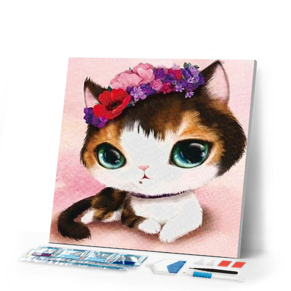 Diamond Painting | Diamond Painting - Cat with Green Eyes | animals cats Diamond Painting Animals | FiguredArt