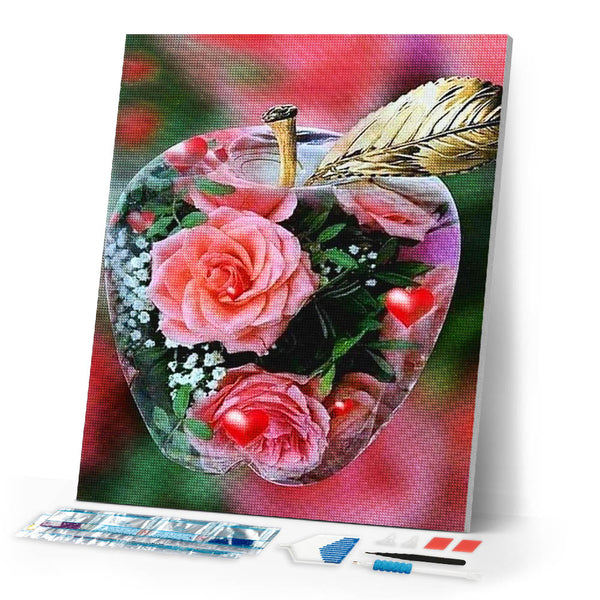 Diamond Painting | Diamond Painting - Apple and Rose | Diamond Painting Flowers flowers | FiguredArt
