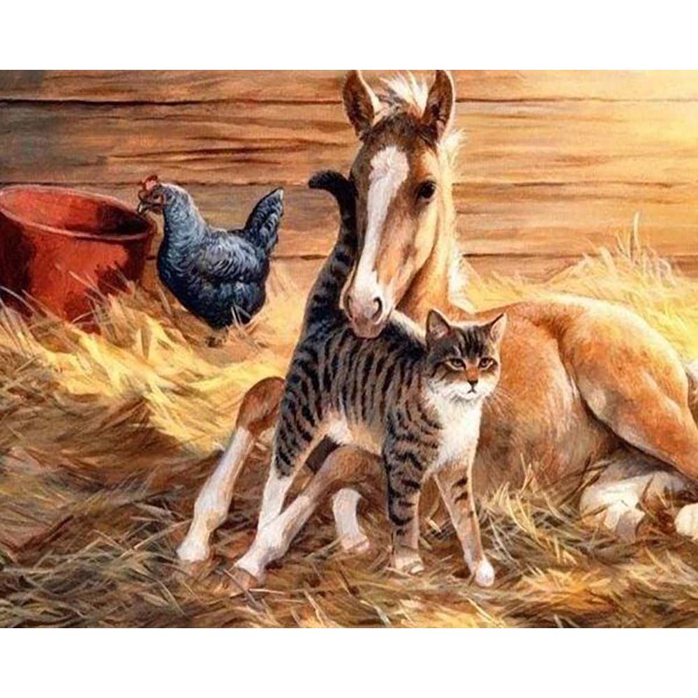 Diamond Painting - Foal and Cat