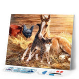 Diamond Painting | Diamond Painting - Foal and Cat | animals Diamond Painting Animals | FiguredArt