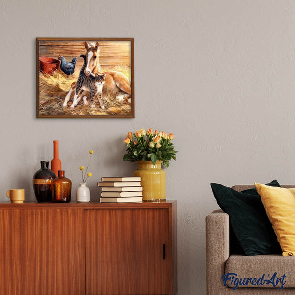 Diamond Painting - Foal and Cat