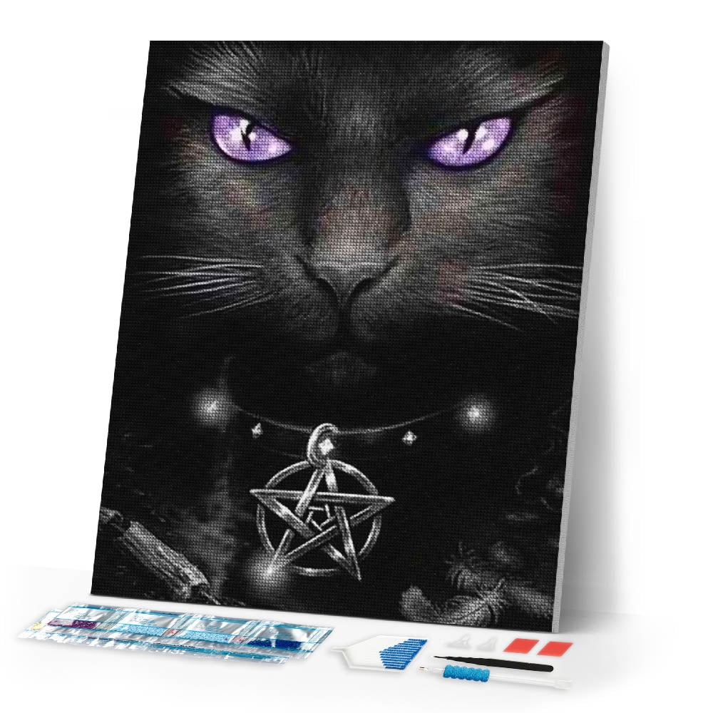 Diamond Painting | Diamond Painting - Cat with violet eyes | animals cats Diamond Painting Animals | FiguredArt